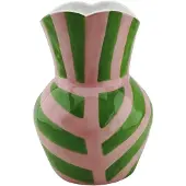 House Vitamin Vase- stripes- stoneware -green/ pink- 16x16x22cm