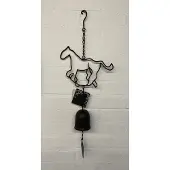 J-Line paard hanger + bel bruin 27x8x55cm