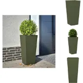 vidaXL Plantenbak 35x35x75 cm staal olijfgroen