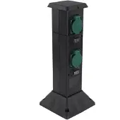 Q-Link tuinpaal - 4 x stopcontact - randaarde - IP44 - 40 cm - polypropyleen - zwart