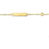 The Jewelry Collection Geelgouden Graveerarmband hart plaat 4 4016122 13 cm