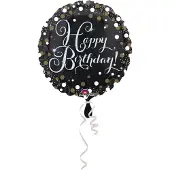 Amscan Folieballon sparkling Happy Birthday zwart/goud/zilver 45cm