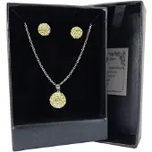 Ruben Robijn Shamballa hanger en oorbellen geel set -