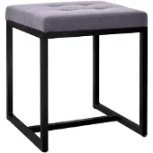 CLP Barci kruk met bekleding en zwart ijzeren frame Stof/donkergrijs