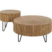 AnLi Style Salontafel set/2 wave rond (Naturel, 80x38x80 diameter: 80cm)