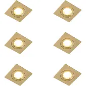 QAZQA Set van 6 moderne inbouwspots goud vierkant IP44 - Xena