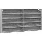 vidaXL Vitrinekast 100x8,5x50 cm bewerkt hout grijs sonoma eikenkleur