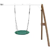 Axi Nestschommel Summer met frame van hout in bruin & wit | Schommel met muurbevestiging voor kinderen met nest schommelzitje | Schommelset enkel aan muur voor tuin / buiten