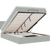 vidaXL Ottomanbed met matras en LED-verlichting, lichtgrijs, 140x200 cm, fluweel