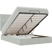 vidaXL Ottoman bed met matrassen 140x200cm fluweel lichtgrijs
