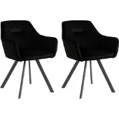DOMUS Vera-Fauteuil - Zwart Fluweel - Set van 2