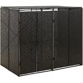 vidaXL Containerberging dubbel 140x80x117 cm poly rattan zwart