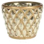 Meander Tea light holder diamond ant. gold Ø7,5xH6,5cm
