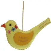 Meander Vogeltje geel, vilt 11,5x2x7,5cm