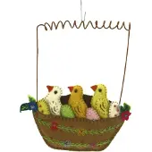 Meander Kuikens en eitjes in mand, vilt 14,5x1,5x18,5cm