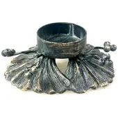 Meander Waxinelichthouder Ginkgo bladeren en bessen metaal Ø10x3,5cm