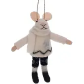 MEA Muis met witte trui/blauwe ster vilt 12x3,5x14cm