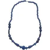 Behave – Houten kralen ketting – 48 cm – Donkerblauw – Boho stijl