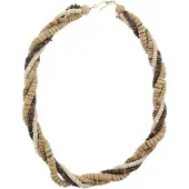 Behave – Gedraaide kokos ketting – 55 cm – Beige en bruin tinten