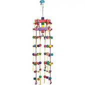Duvo+ Kleurrijke Carrousel Van Touw En Houten Blokjes Voor Vogels - 110 x 24 x 15 cm