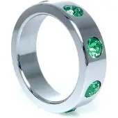 Boss Series - Metaal - Cockring - Penisring met Groene Diamanten - Groot