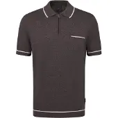 Bugatti polo bruin met rits wijde fit katoen