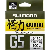 Shimano Fishing Kairiki G5 gevlochten lijn, 150 meter, grijs, 0.200 mm