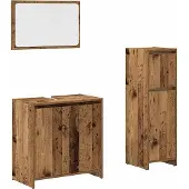 vidaXL 3-delige Badkamermeubelset bewerkt hout oud houtkleurig