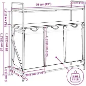 vidaXL Wasmand 3 vakken met planken sonoma eikenkleurig