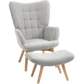 4Goodz Homcom oor-fauteuil met voetenbank ribfluweel optiek -