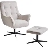Beliani MOLLE - Fauteuil met voetenbank - Lichtbeige - Polyester