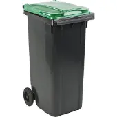 ESE Afvalcontainer 140 liter grijs met groen deksel
