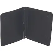 Oi zwarte lederen dollarclip billfold alleen voor biljetten / zeer dunne heren portemonnee met geldklem / lederen cover met klem voor biljetten afgesloten met magneetsluiting / zwart leer / 443