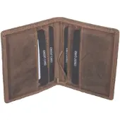 Oi Hunter bruine lederen portemonnee met geldklem / billfold met dollarclip en ruimte voor pasjes verticaal / platte beurs met klem voor biljetten / RFID SAFE / bruin leer / 444H