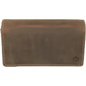 Oi Hunter bruine leren soufflé portemonnee / harmonicabeurs extra groot xxl / huishoudportemonnee voor heel veel pasjes / Anti skimming / bruin leer / 249H