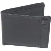 Oi zwarte leren billfold met uitneembaar creditcardmapje / platte herenportemonnee met los pasjesmapje / compacte heren beurs laag model / skim vrij / zwart leer / 354