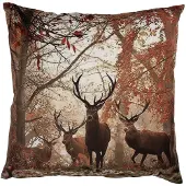 Clayre & Eef Kussenhoes Overig 45x45 cm Bruin Polyester Hert Herfst decoratie