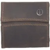 Oi Hunter bruin lederen beursje voor alleen contant geld / klein compact beursje met dubbele klep zonder pasjes / leren portemonnee zonder ruimte voor creditcards / bruin leer / 276H