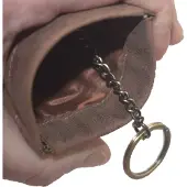 Oi Hunter bruine lederen Sleutelklappertje Oud Model / sleutelbeurs met knijp opening / etui voor grote sleutelbos / bruin leer / 435H