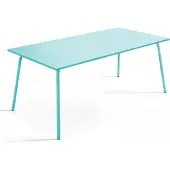 Oviala - Rechthoekige tuin tafel van turquoise metaal 120 cm - Palavas