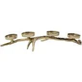 Mars & More Waxinelicht - Theelicht Standaard gewei 4 goud 8x43x19cm