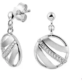 Trendjuwelier huiscollectie Oorhangers Rondje Zirkonia Zilver Gerhodineerd Mat Glanzend