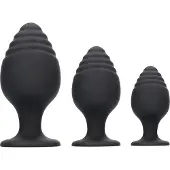 Ouch! - Rippled Buttplug Set - Zwart