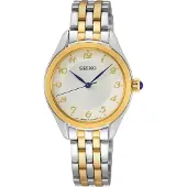 Seiko quartz multicolor dames horloge met witte wijzerplaat & roestvrij stalen band