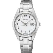 Seiko Muut quartz zilver dames horloge met witte wijzerplaat & roestvrij stalen band