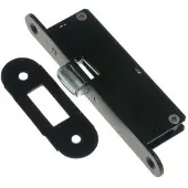 Online Deurbeslagshop Rolslot met zwarte voorplaat 156x22 mm