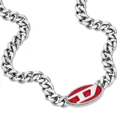 Diesel Ketting rood / zilver / wit