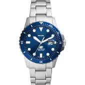 Fossil Analoog horloge donkerblauw / zilver