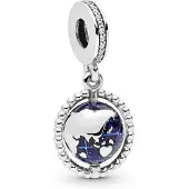Pandora Moments Spinning Globe Hangende Bedel - Blauw
