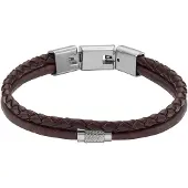 Fossil Armband donkerbruin / zilver